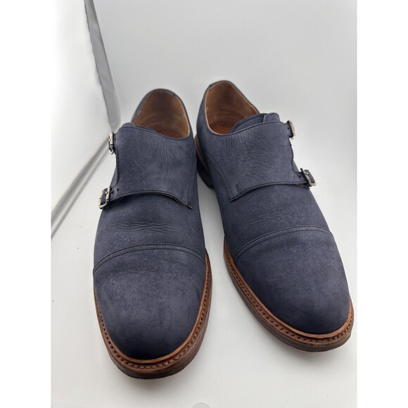 Frye Navy Suede Double Monk Strap Dress Shoes Mens Mint No Box main image 12